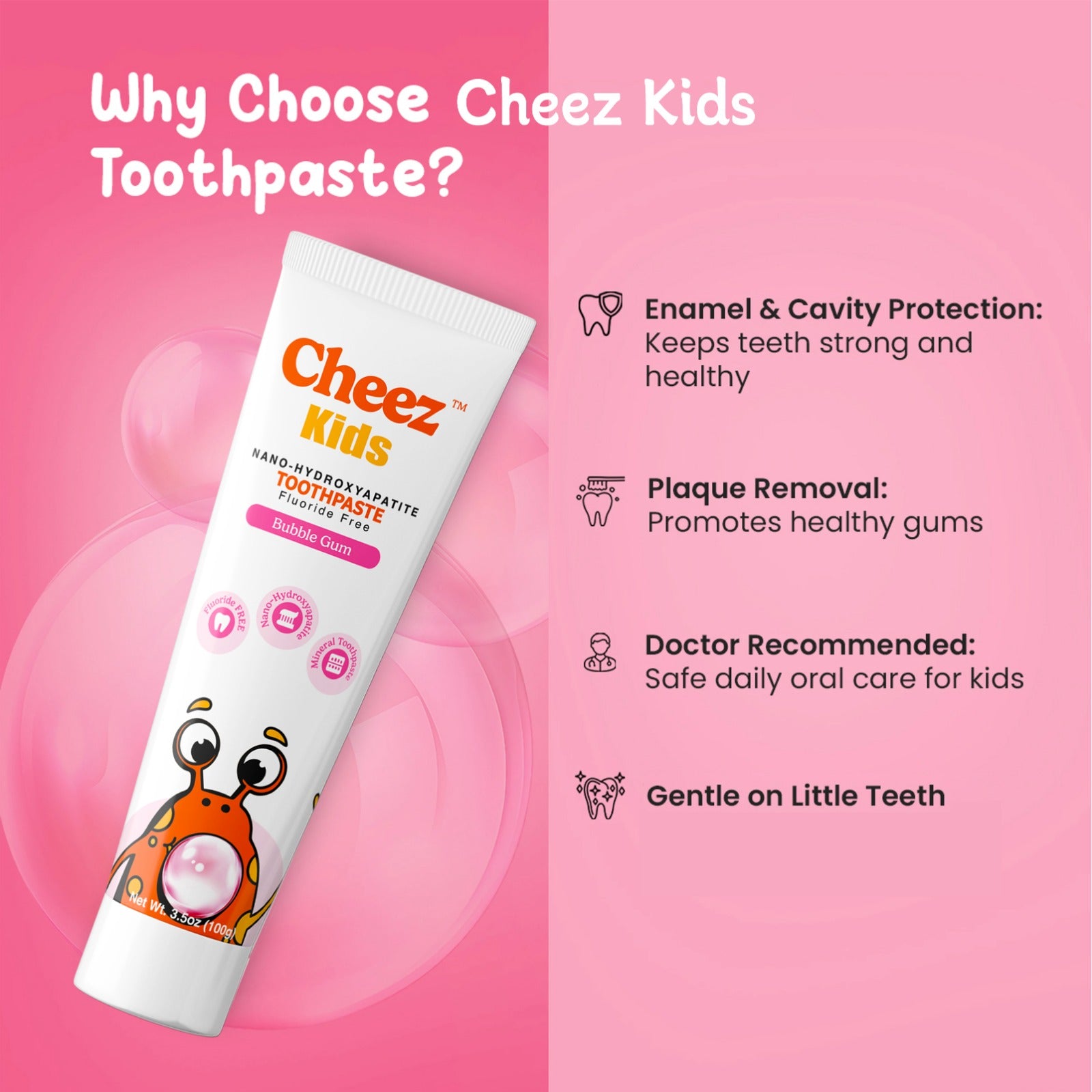 Cheez Kids Nano-Hydroxyapatite Toothpaste bubblegum Flavor